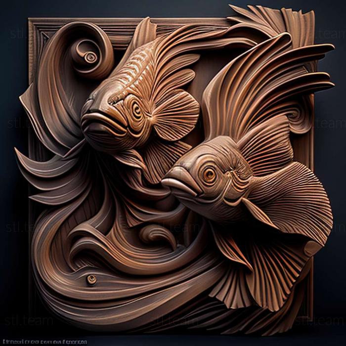 3D model Two  tailed fighting fish fish (STL)